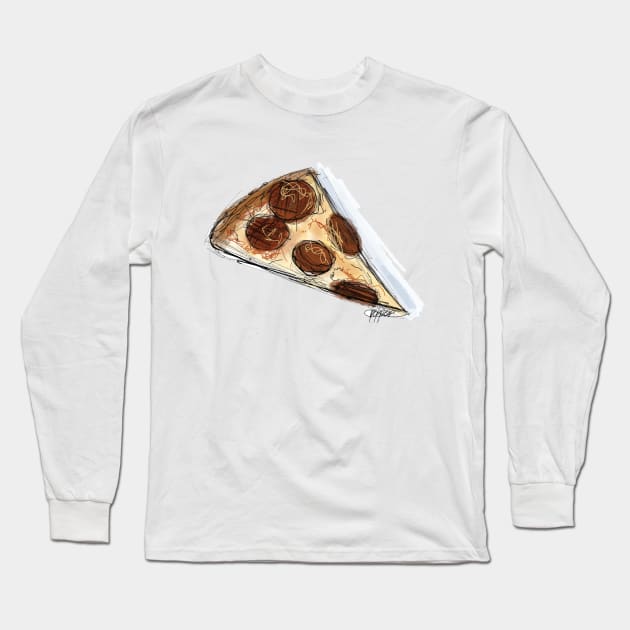 Pizza Slice Sketch Long Sleeve T-Shirt by colourofoctober
